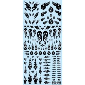 タトゥーデカール03 ファイア ブラック 1枚入り プラモデル用デカール TTD-03-BLK ハイキューパーツ   HiQparts プラモデル 改造