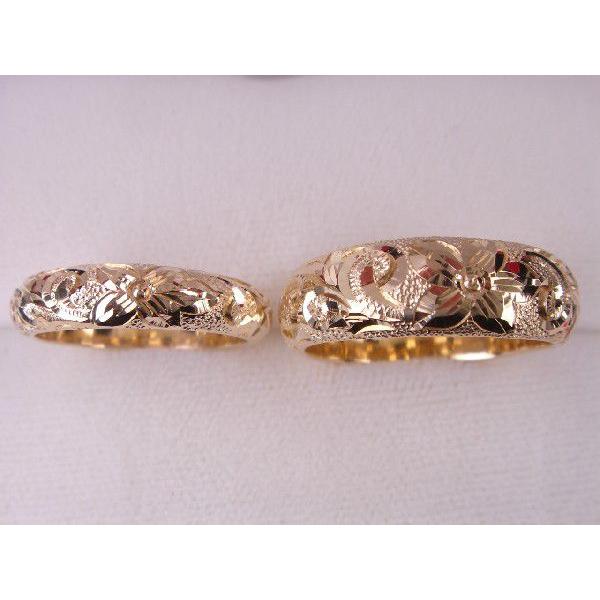 １８金マリッジリング結婚指輪　ハワイアンペアリング２本セット