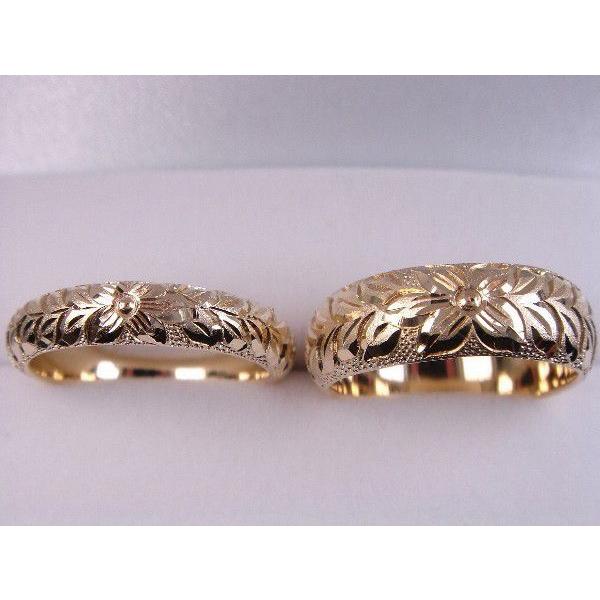 １８金マリッジリング結婚指輪　ハワイアンペアリング２本セット　マイレ