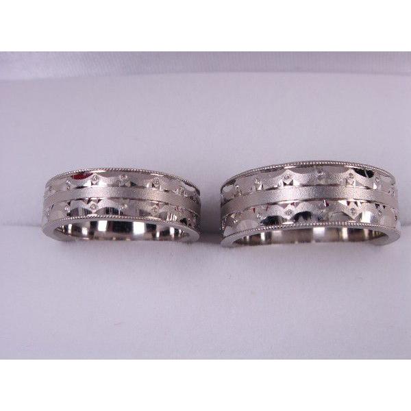 プラチナマリッジリング結婚指輪　オリジナルモチーフデザインリングペア２本セット