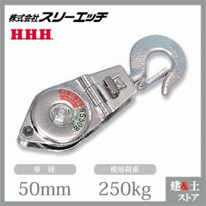 スリーエッチ 強力型滑車 75×2S 二車スナッチ(ベケット付) フック型