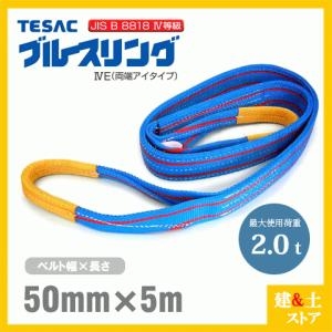TESAC ブルースリングIV 50mm×5m(荷重2.0t) JIS4等級 両端アイタイプ ナイロンスリング テザック ベルトスリング　吊具 揚重｜kendostore