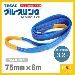 はなはなまろん　新品】テザック　ブルースリング　75mm幅x5m！　2本 TESAC ブルースリング 50mm×2m(荷重2.0t) JIS4等級 両端アイタイプ