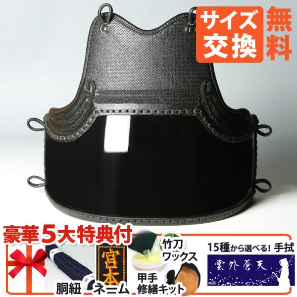 [剣道屋] 中高〜一般向 胴単品 総刺し 胴裏50本朱塗  脇3本足[胴紐・ネーム付]   黒胴 ●...