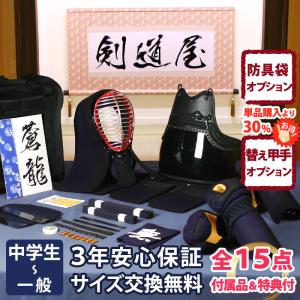 剣道 防具 セット JFPスタンダード 5ミリピッチ刺し「蒼龍」●印伝風面乳革「金・トンボ」プレゼント（●3年保証書・説明書）｜kendouya