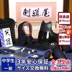 剣道 防具 セット JFPスタンダード 5ミリピッチ刺し「天狼」●印伝風面乳革「青・トンボ」プレゼント（●3年保証書・説明書）