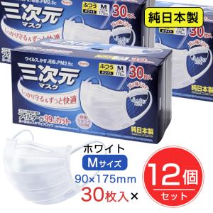 三次元マスク ふつう Mサイズ ホワイト 30枚入 ［純日本製マスク