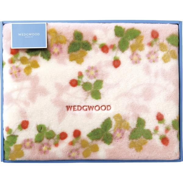 ウェッジウッド　ワイルドストロベリー　アクリルニューマイヤー毛布（毛羽部分）（ピンク）（FQ8810...