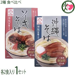 半生 沖縄そば 半生 ソーキそば 食べ比べ 2食×1セット ギフト箱入り サン食品｜kenko-batake