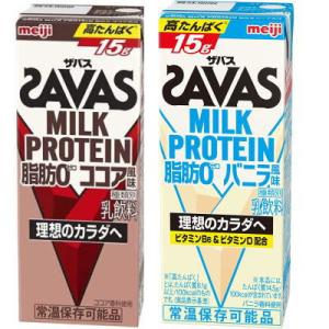 プロテイン　明治 ザバス ミルクプロテイン ココア バニラ セット商品 200ml×24本×1ケース...