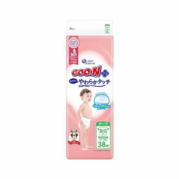 グーンプラス 敏感肌にやわらかタッチ BIGサイズ 38枚(大王製紙 テープタイプ おむつ ベビー ...