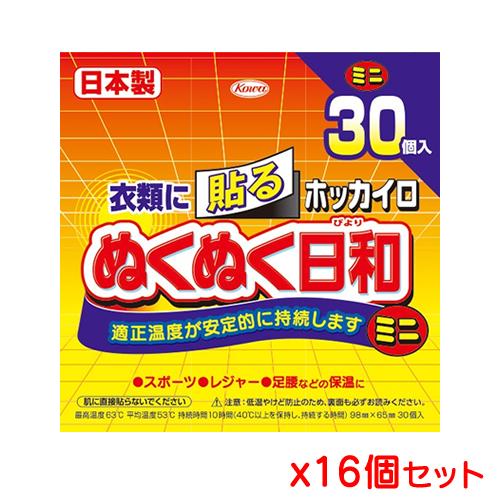 興和 ホッカイロ ぬくぬく日和 貼るミニ 30個入り x 16個セット