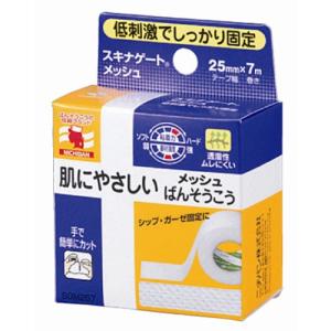 ニチバン 低刺激ばんそう膏 スキナゲートメッシュ 25mm幅 7m巻き 1巻入り（絆創膏）｜ケンコーエクスプレス