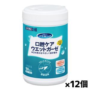 川本産業 マウスピュア 口腔ケアウェットガーゼ ボトル 本体 さっぱりレモン風味 100枚入り x12個(ノンアルコール お口の汚れが気になる時に 介護 オーラルケ・
