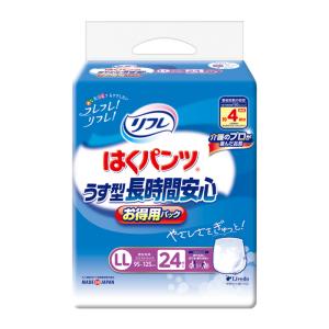 リフレ はくパンツ うす型長時間安心 4回分吸収 LLサイズ 24枚入りx1個(大人用おむつ 紙パンツ リハビリ 外出 介護用パック)