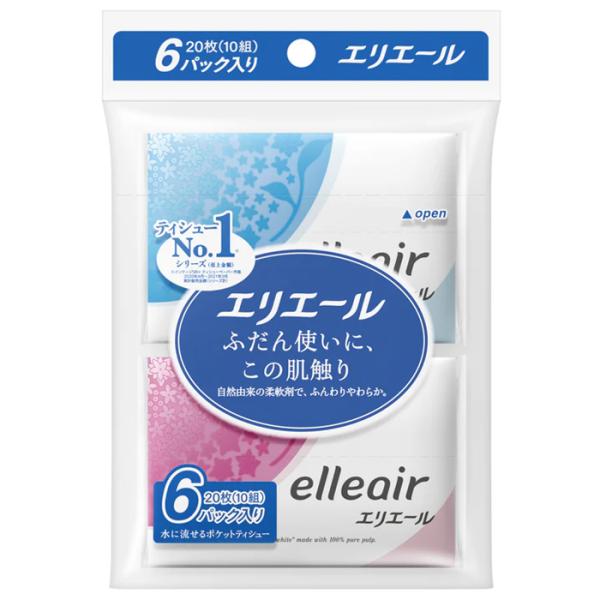 【ゆうパケット配送対象】[大王製紙]エリエール ポケットティッシュ 10組×6個入り パルプ100%...