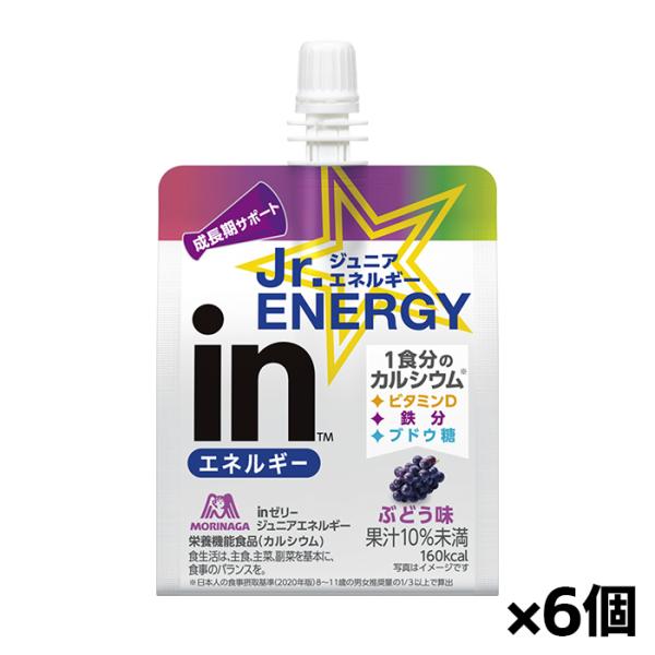 森永製菓 inゼリー ジュニアエネルギー ぶどう味 180g x6個(１食分のカルシウム ゼリー飲料...