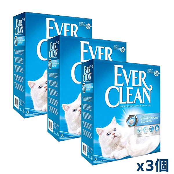 【同梱不可】エバークリーン 無香タイプ 6L x3個(オランダ産 猫用 ベントナイト 鉱物 猫砂)