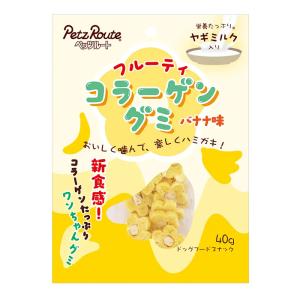 【ゆうパケット配送対象】[ペッツルート]フルーティコラーゲングミ バナナ味 40g(犬用 ペット わんこ おやつ コラーゲン ガム デンタル ストレス解消 バナナ ・