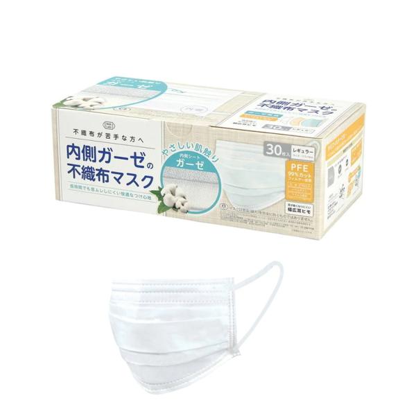 【あわせ買い2999円以上で送料無料】富士 内側ガーゼの不織布マスク 30枚入 レギュラーサイズ(4...