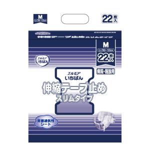 【あわせ買い2999円以上で送料無料】カミ商事 エルモアいちばん 伸縮テープ止め スリムタイプ 男女兼用 M 22枚入 介護用 おむつ｜kenkoo-life