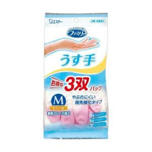 エステー ファミリー ビニール 手袋 うす手 指先強化