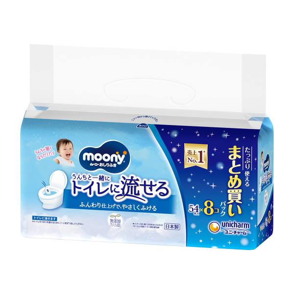【送料無料・まとめ買い×4個セット】ユニ・チャーム ムーニー おしりふき トイレに流せるタイプ 詰替...