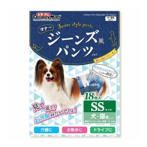 【送料無料・まとめ買い×4個セット】ドギーマン DoggyMan ジーンズ風 パンツ SS 18枚入 犬・猫用オムツ｜kenkoo-life