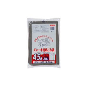 (送料無料・まとめ買い×6個セット)ジャパックス TYH43 グレー 半透明 45L 30枚 ごみ袋
