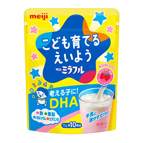 【送料無料・まとめ買い×12個セット】明治 ミラフル 粉末飲料 ストロベリー風味 75g 約10杯分