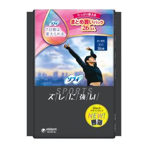 【送料無料・まとめ買い×24個セット】ユニ・チャーム ソフィ SPORTS 300 多い夜用 羽つき 26コ入 生理用ナプキン｜kenkoo-life