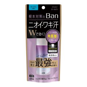 (送料無料・まとめ買い×24個セット)ライオン Ban 汗ブロック プラチナロールオン ウォータープルーフ せっけんの香り 40ml
