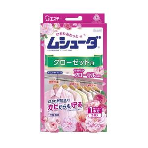 【送料無料・まとめ買い×40個セット】エステー ムシューダ 1年間有効 クローゼット用 3個入 やわらかフローラルの香り｜kenkoo-life