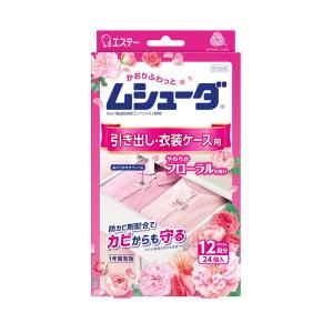 【送料無料・まとめ買い×40個セット】エステー ムシューダ 1年間有効 引き出し・衣装ケース用 24個入 やわらかフローラルの香り｜kenkoo-life