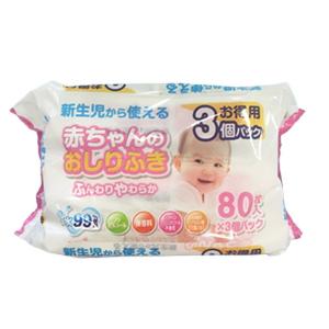 (あわせ買い2999円以上で送料無料)大一紙工 赤ちゃんの おしりふき 80枚入×3個パック