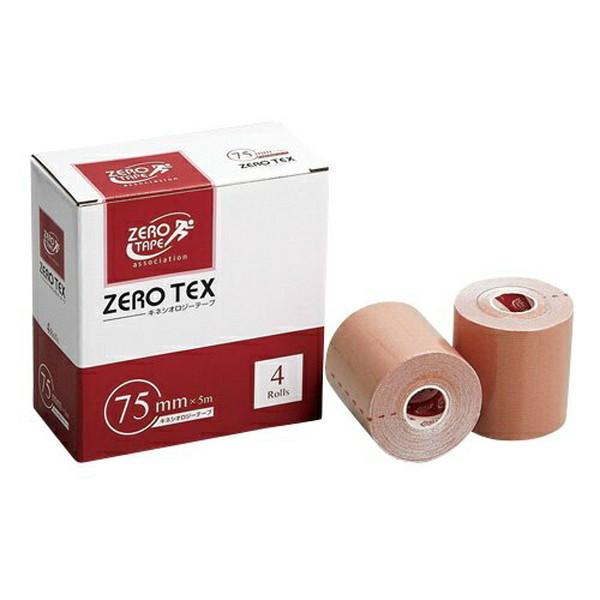 【送料無料・まとめ買い×4個セット】ZERO テックス キネシオロジーテープ 75mm×5m 4巻入