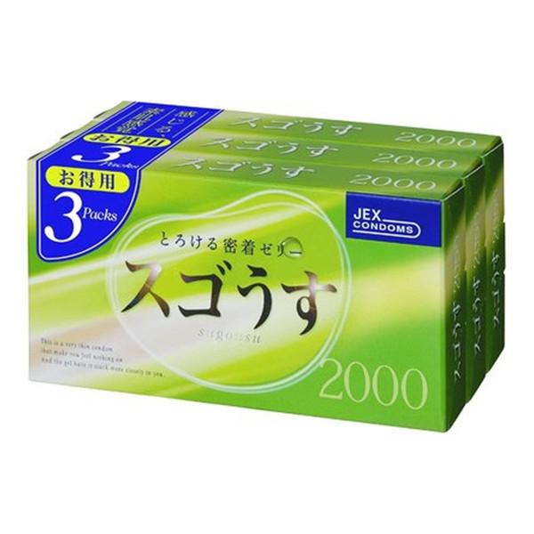 【送料無料・まとめ買い×4個セット】ジェクス スゴうす 2000 （12個入り)×3箱 コンドーム