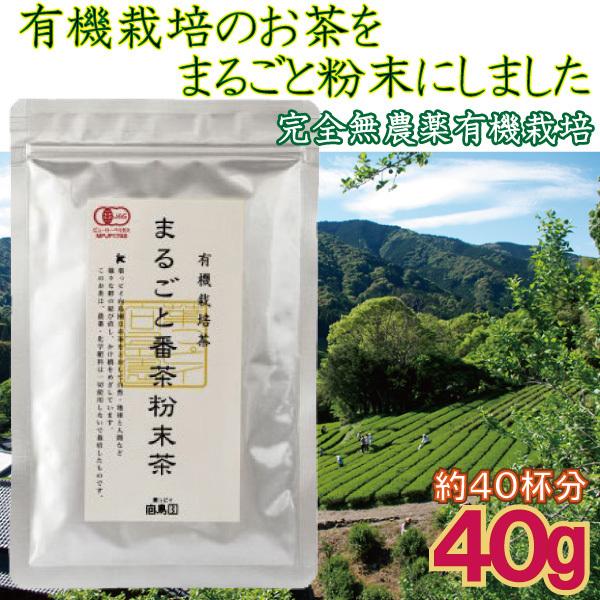 【メール便Y 1通(12袋まで)198円】 粉末 まるごと 緑茶 (番茶) 40g 約40杯分 ３年...