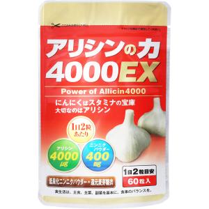 ニンニクサプリ 匂わない 1日２粒目安 アリシンサプリ アリシンの力4000EX 60粒入 約30日分 にんにくサプリ 元気 スタミナ ストレス 働き盛り シニア 男 女