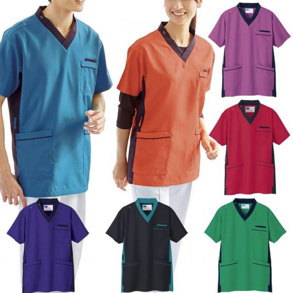 介護衣料品 男女兼用スクラブ WHISEL 介護士 ヘルパーウェア 介護ウエア ユニフォーム 吸汗 ...