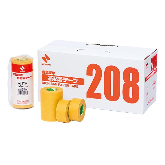ニチバン 紙粘着テープ NO.208 茶色【幅サイズ4種類選べます】梱包テープ 手で切れる 軽包装用...