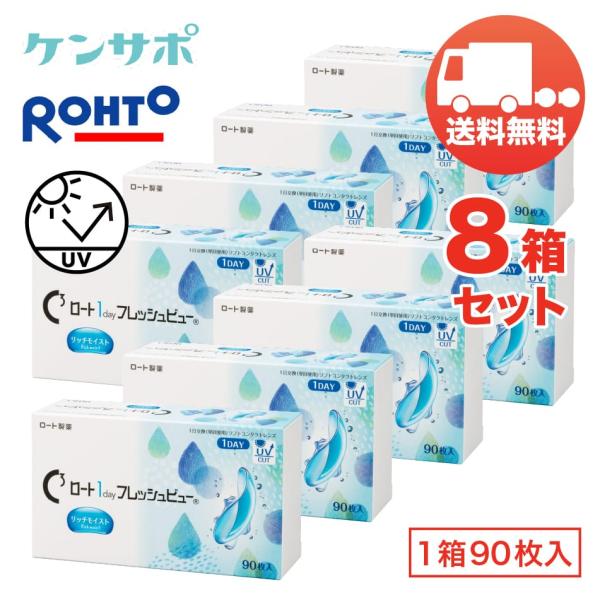 ロート 1day フレッシュビュー リッチモイスト×8箱セット（1箱90枚入り） ROHTO 1日使...