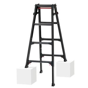 長谷川工業 はしご兼用伸縮脚立 RYZB-12 4尺 ブラック  脚部伸縮式