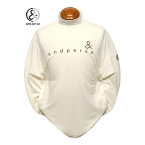 and per se AND PER SE アンパスィ 長袖 ポロシャツ 総柄 ネイビー系 L