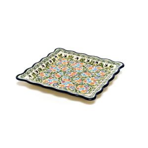 鹿児島睦 *ビオラ 豆皿*食器うつわ器作家花絵付けブルーグレー【陶器