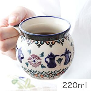 デザートカップ 2個セット 花柄 陶器　ポーリッシュポタリー　ポーランド食器 ポーリッシュポタリー ポーランド 食器 マグカップ 200ml 赤 ブラウン