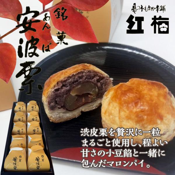 安波栗10個入り 和菓子 お彼岸  お返し マロンパイ 栗 気仙沼 お菓子 個包装 ギフト（紅梅）