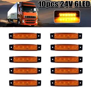 10個24V 6SMD黄色のトラックライトはマーカーライトカーバストラックローリーサイドマーカーインジケータトレーラーライトリアサイドランプを導いた