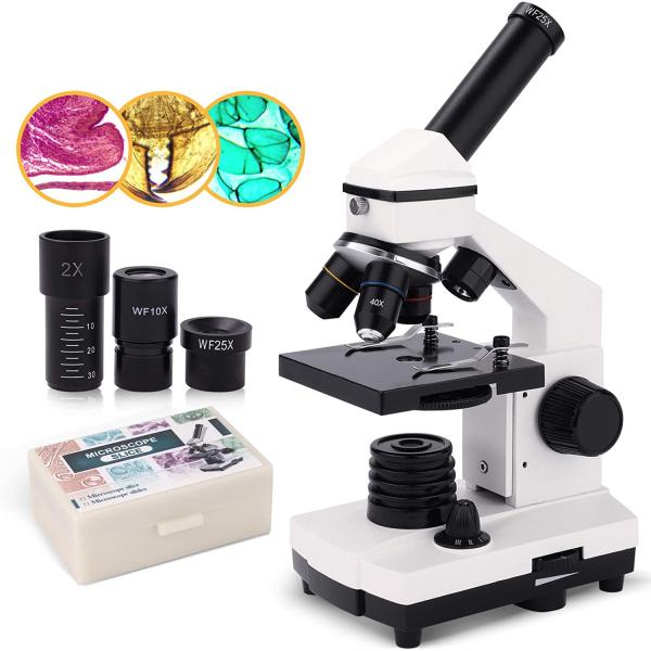 複合単眼鏡顕微鏡 40X 2000X 子供 大人と学生用 精密ファインフォーカス 生物顕微鏡 キット...
