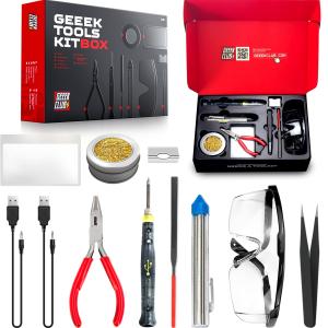 Geeek Club はんだごて付きはんだ付けキット   Geeekツールキットボックス   DIYロボット組み立てツールボックス 並行輸入品｜kevin-store